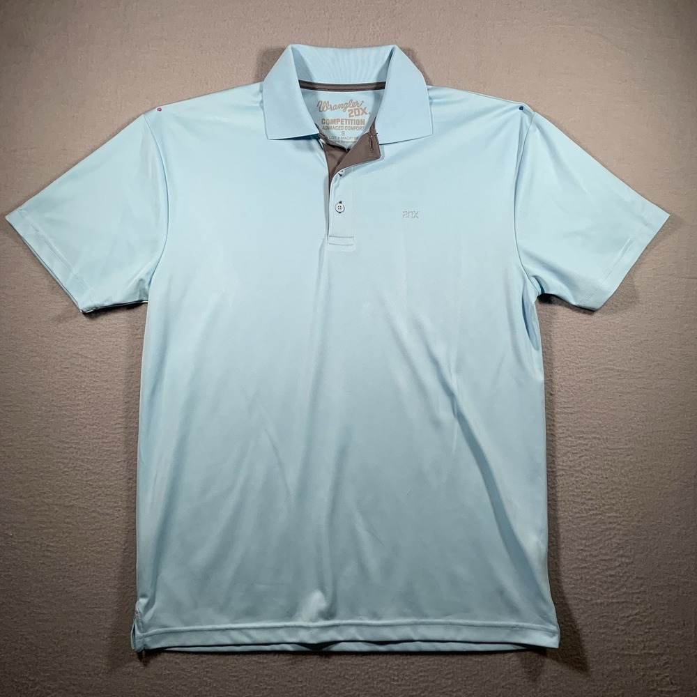 Wrangler 20X Polo Shirt Competition Advance Comfort Size Small Lt Blue